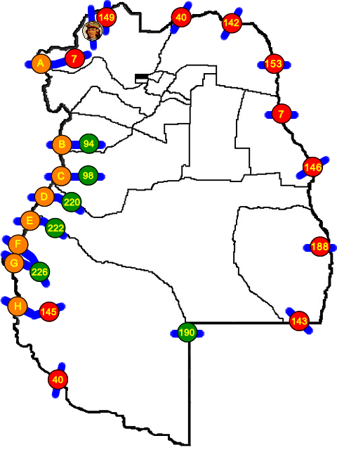 Mapa de rutas nacionales provinciales pasos fronterizos de Mendoza Argentina